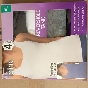 FELINA Women's 4 Pack Tank Tops Longer Length Reversible V-neck or scoop neck XL
